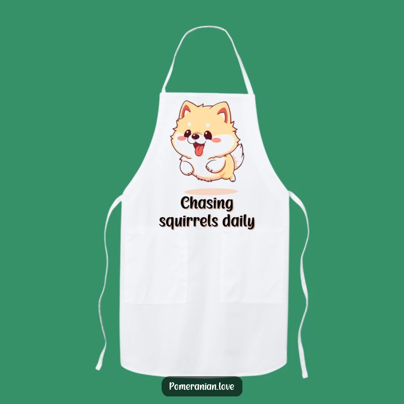 Funny Pomeranian Running Apron - Playful Pet Chef Wear - Gift