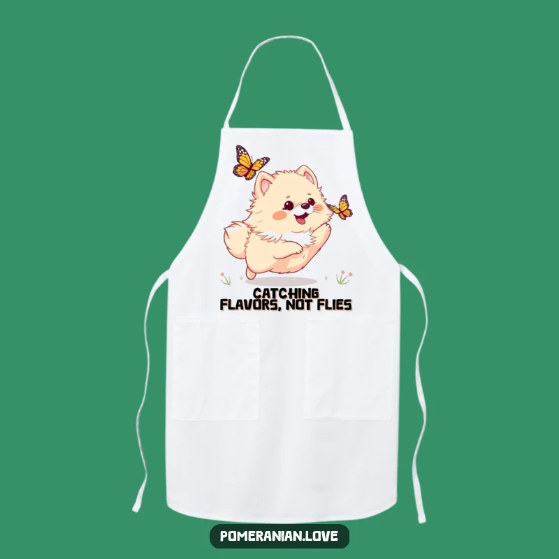Funny Pomeranian Butterfly Apron: Cook With Joy and Hilarious Doggy Playfulness!