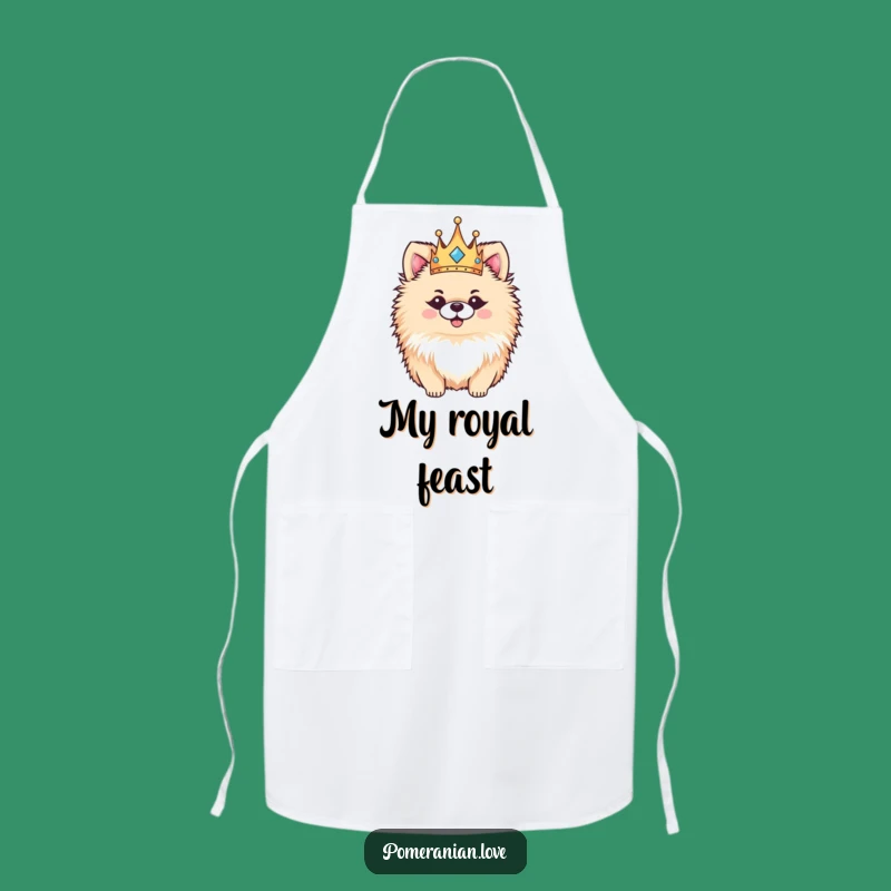 Funny Pomeranian Crown Apron: Regal Chef Pup, Hilarious Kitchen Gift