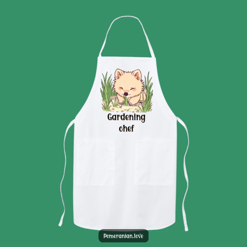 Funny Pomeranian Digging Apron: Hilarious Kitchen Accessory for Dog-Loving Chefs