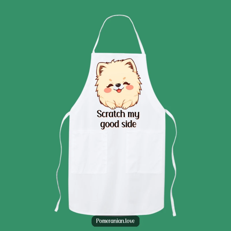 Funny Pomeranian Head Scratch Apron: Cook with Canine Charm & Humor