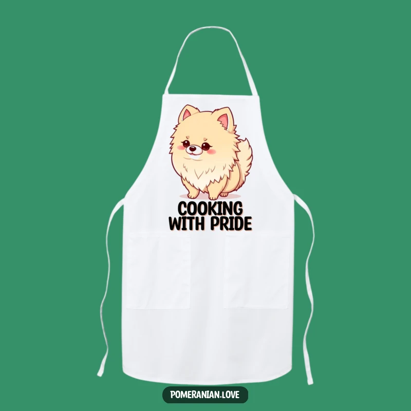 Funny Pomeranian Tail Wag Apron: Kitchen Pup Fun, Perfect Chef's Gift!