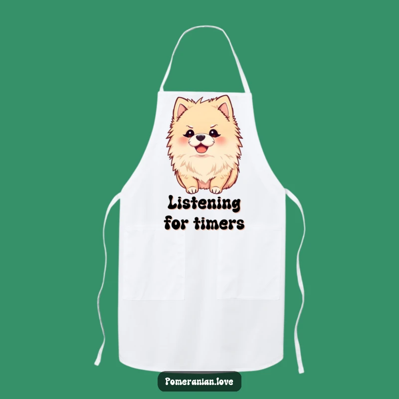 Funny Joyful Pomeranian Apron - Listen Up for Kitchen Fun Gift