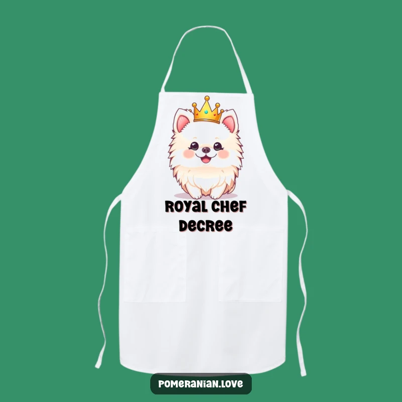 Funny Pomeranian Crown Apron - Royal Chef Hilarious Kitchen Gift