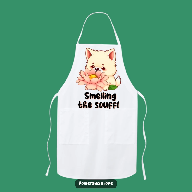 Funny Gardener Pomeranian Apron - Floral Sniffing Fun