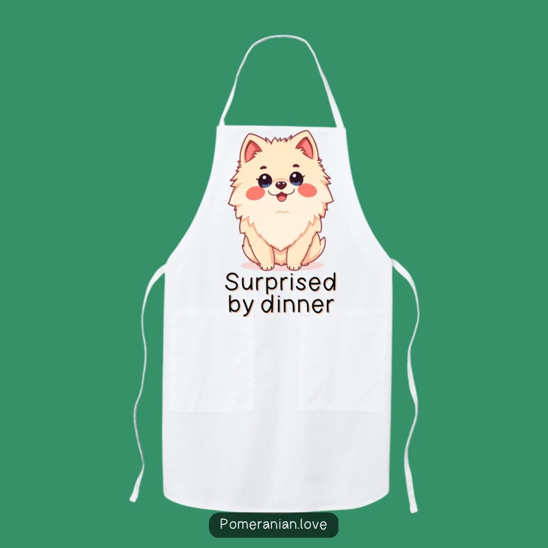 Funny Surprised Pomeranian Apron - Shocked Chef Wear - Humorous Gift