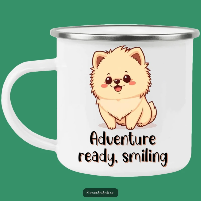 Funny Happy Pomeranian Camping Mug - Adventure with a Smile