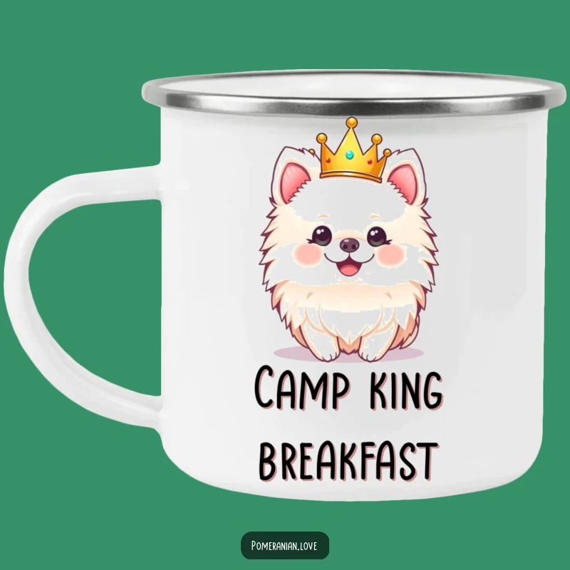 Funny Pomeranian Crown Camping Mug - Regal Outdoor Hilarious Gift