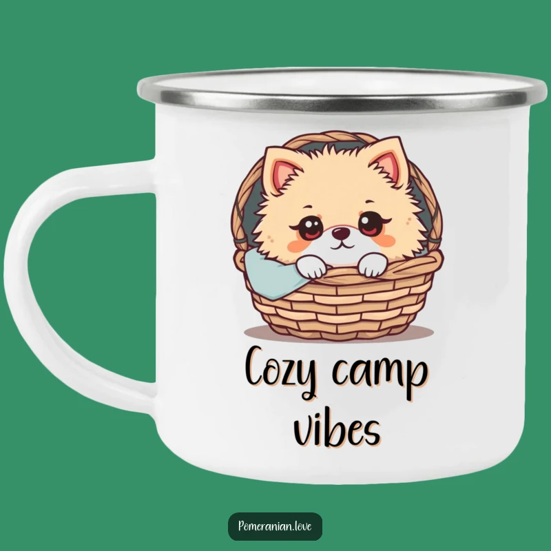Funny Pomeranian Peek Camping Mug: Cozy Outdoor Comfort, Expressive Dog Gift!