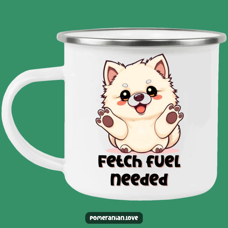 Funny Pomeranian Fetch Camping Mug - Durable Paws Cup, Outdoor Adventure Gift