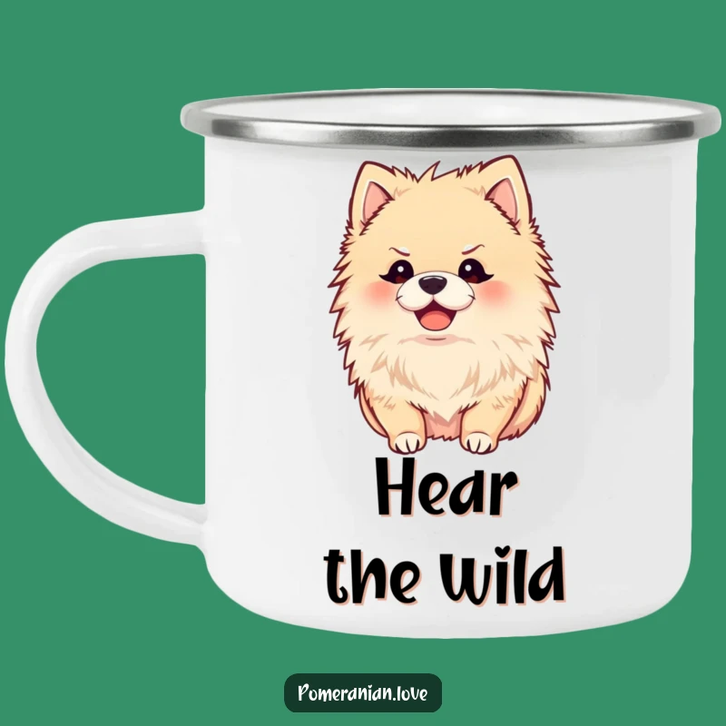 Funny Joyful Pomeranian Camping Mug - Attentive Outdoor Companion Gift