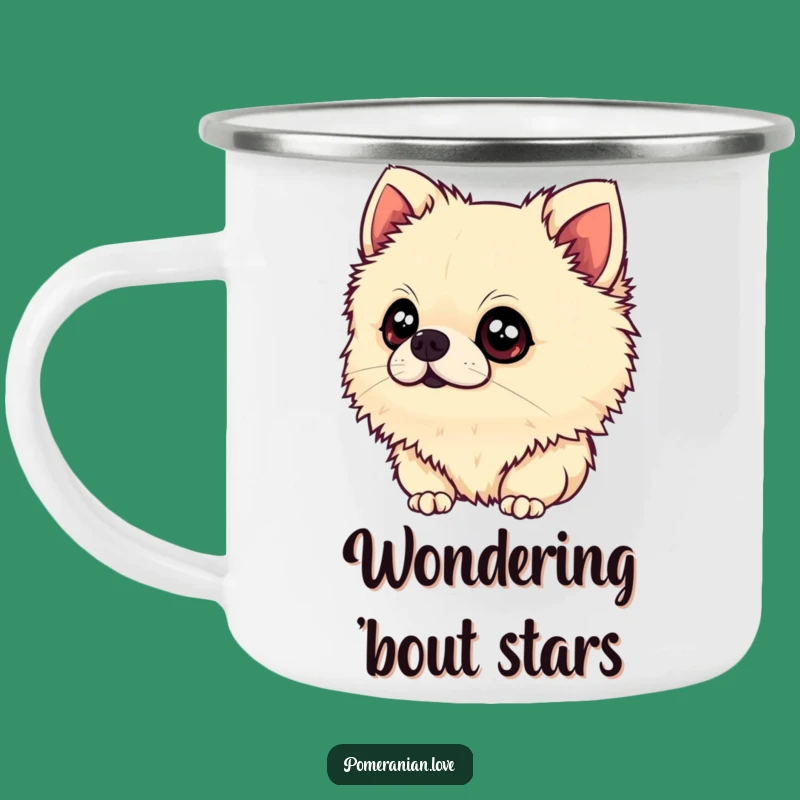 Funny Pomeranian Camping Mug - Curious Head Tilt Drinkware, Adorable Outdoor Gift