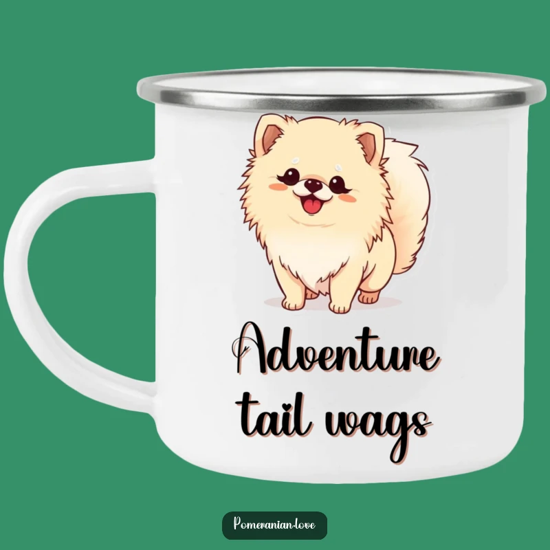 Funny Pomeranian Tail Wagging Camping Mug - Adventure Ready Dog Lover Gear!