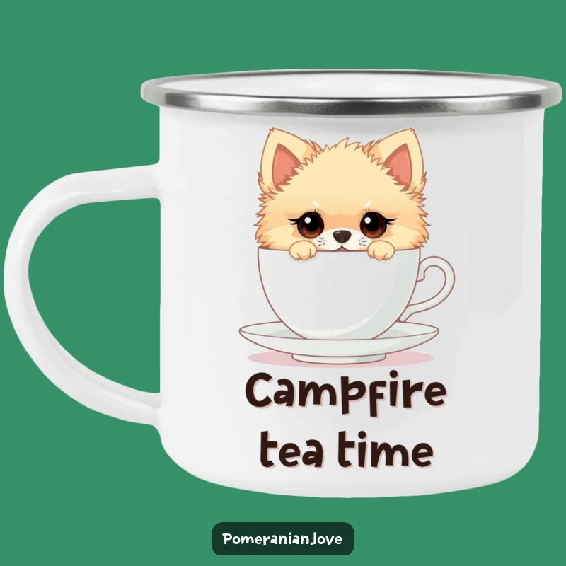 Funny Pomeranian Teacup Camping Mug - Curious Outdoor Sip