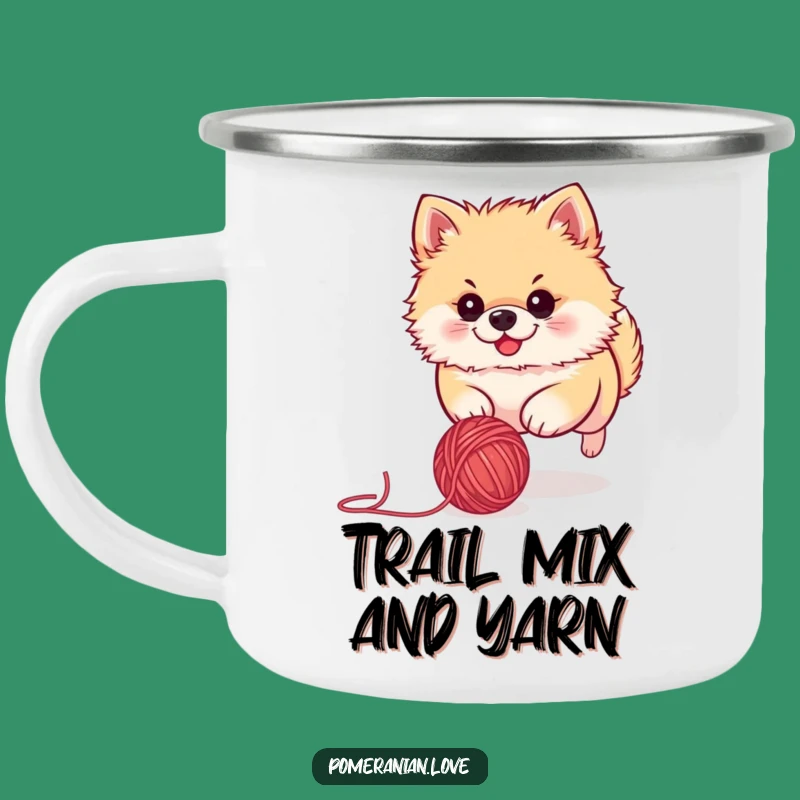 Funny Pomeranian Yarn Ball Camping Mug - Durable & Hilarious Outdoor Gift