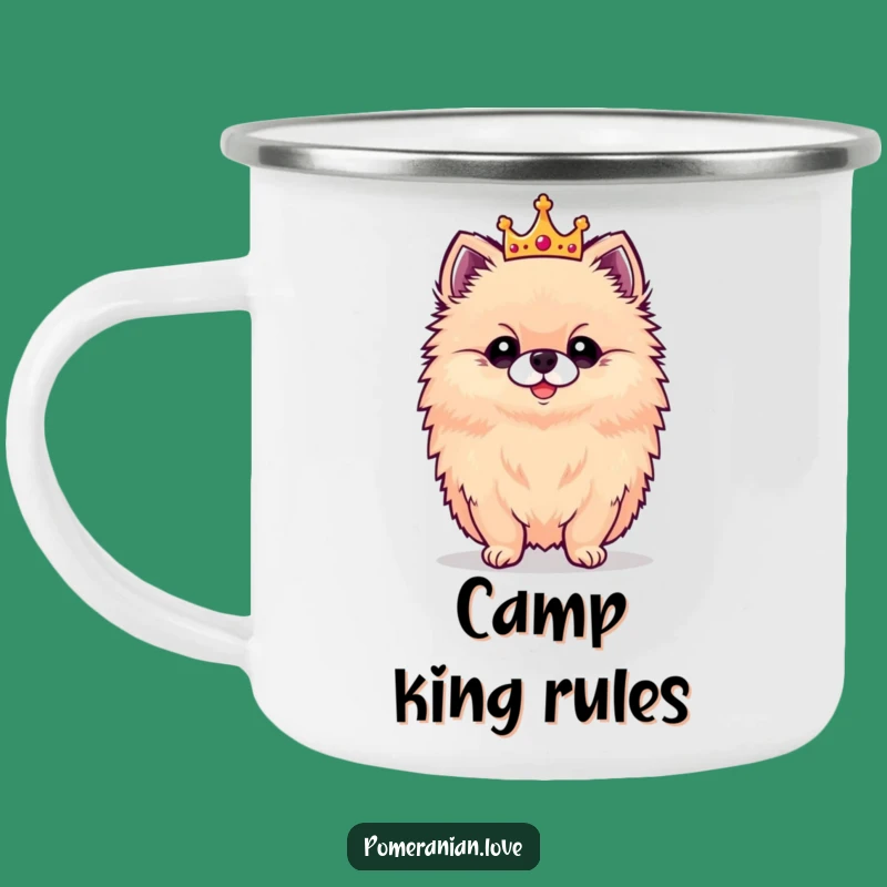 Funny Royal Pomeranian Camping Mug - Majestic Outdoor Sips