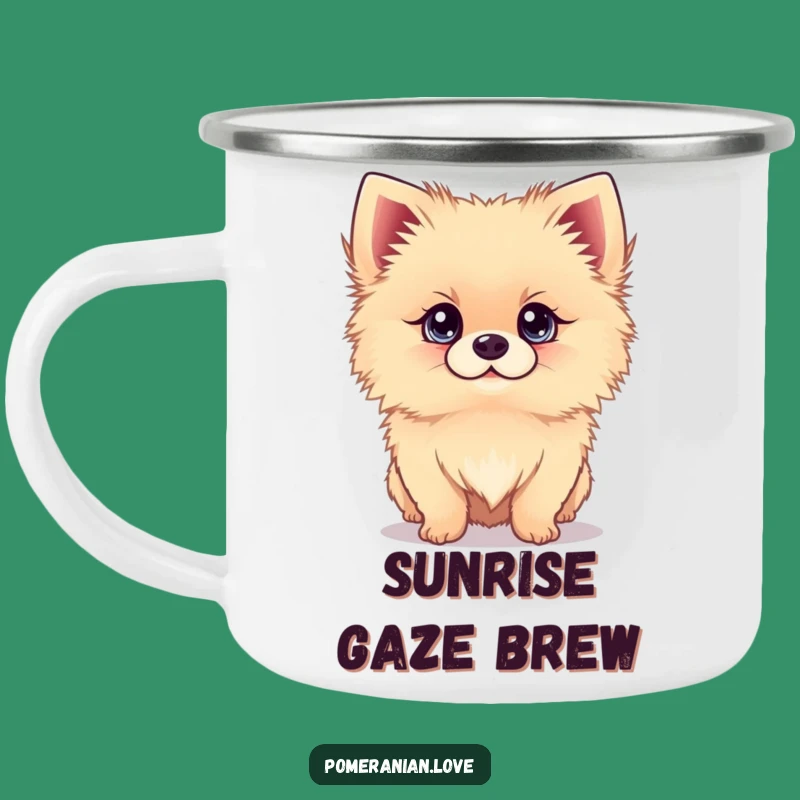 Funny Pomeranian Bright Eyes Camping Mug - Sweet Outdoor Hilarious Gift