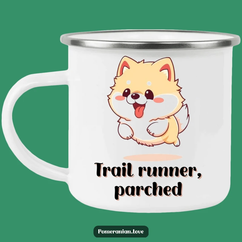 Funny Pomeranian Running Camping Mug - Goofy Dog Outdoor Gift