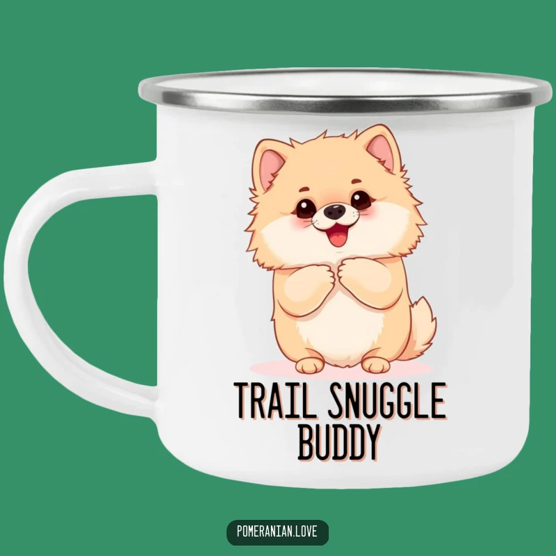 Funny Pomeranian Cuddle Camp Mug: Eager Dog Outdoor Cup, Hilarious Hug Gift