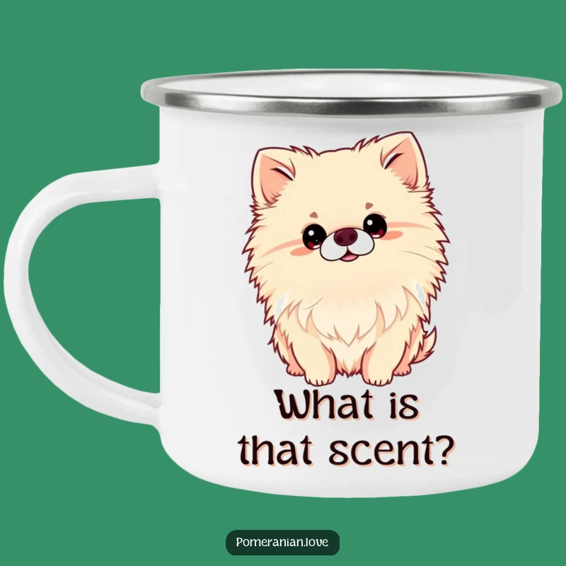 Funny Curious Pomeranian Head Tilt Camping Mug - Adventure Dog Lover Gear