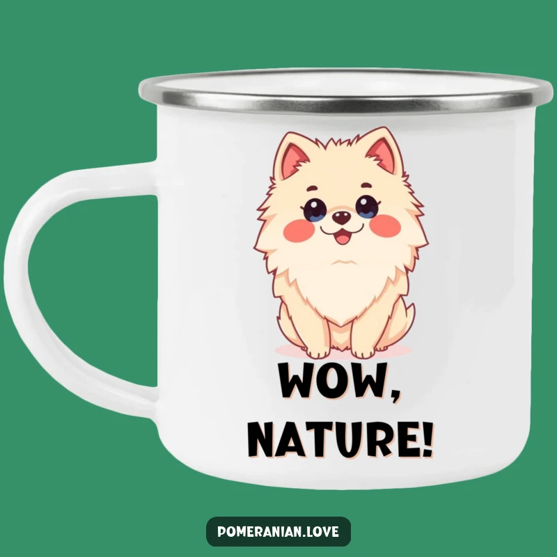 Funny Surprised Pomeranian Camping Mug - Shocked Dog Outdoor Gift