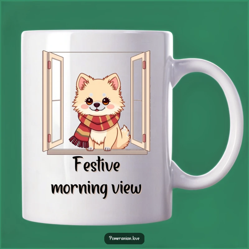 Funny Festive Pomeranian Window Mug: A Cozy Holiday Dog Gift!