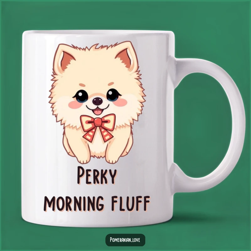 Funny Cheerful Pomeranian Mug - Festive Bow Dog Lover Gift
