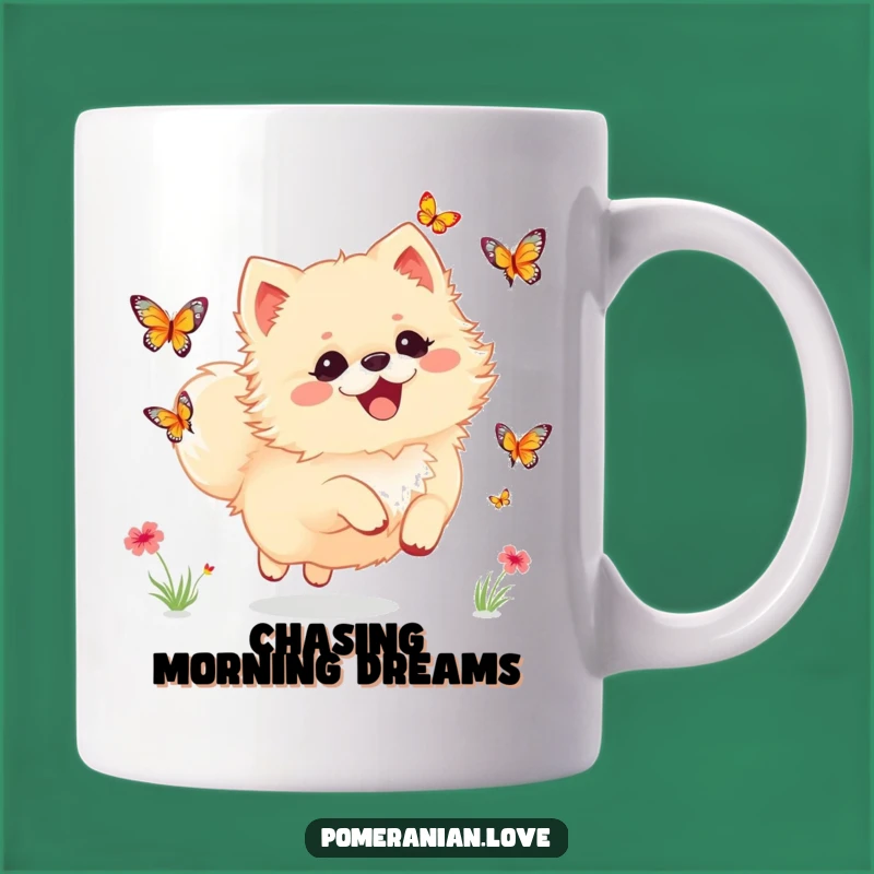 Funny Delightful Pomeranian Butterfly Mug: Chase Joy with Every Sip!