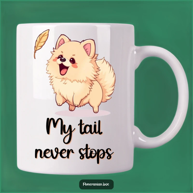 Funny Playful Pomeranian Feather Mug - Energetic Pup Gift