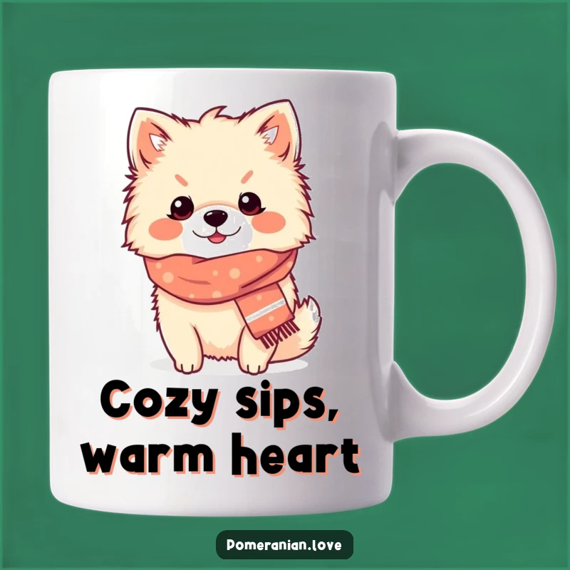Funny Pomeranian Cozy Scarf Mug: Adorable & Content Pup Perfect Funny Gift