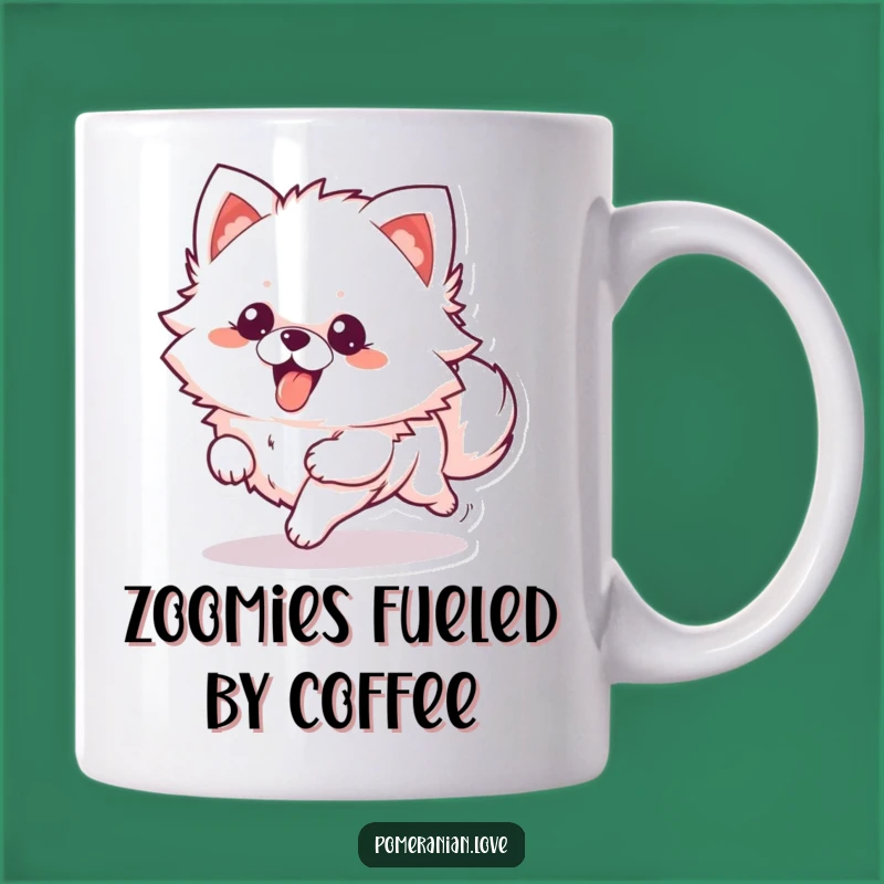 Funny Pomeranian Mug: Happy Running Dog, Perfect Gift for Fluffy Dog Lovers!