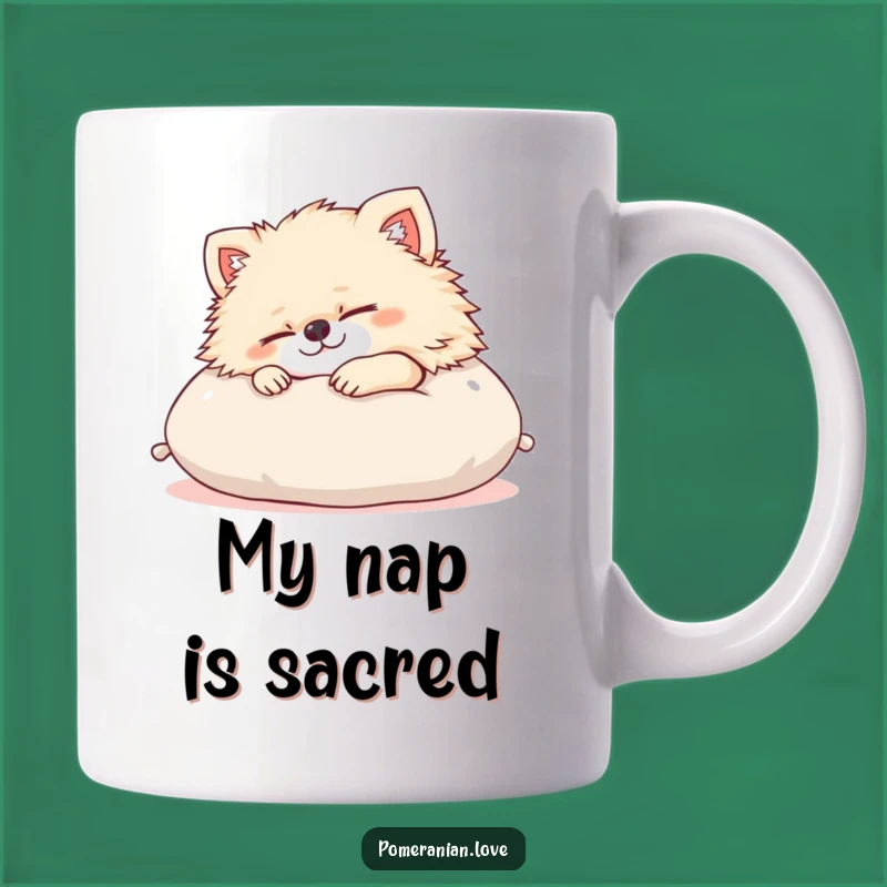 Funny Pomeranian Snooze Mug: Adorable Content Dog Design, Perfect Cozy Gift