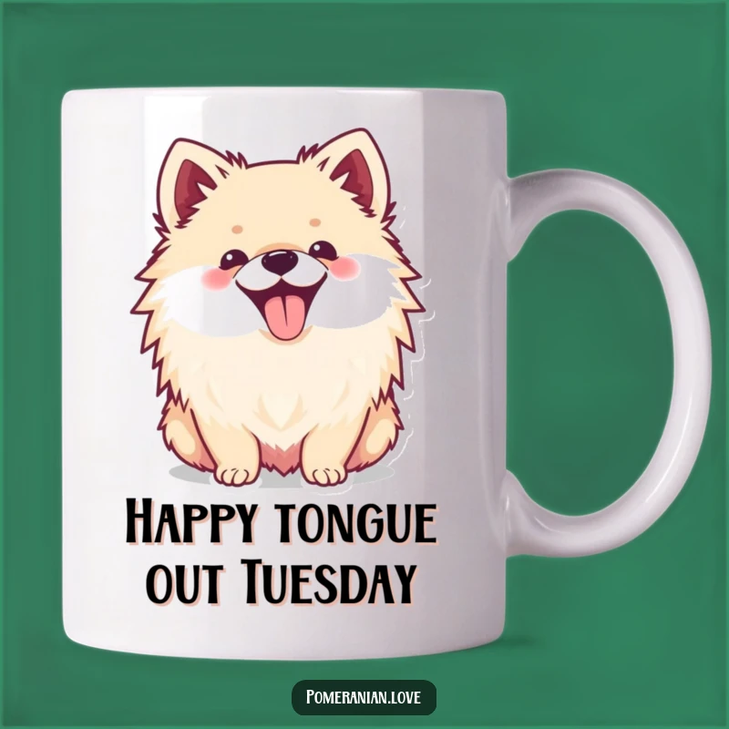 Funny Pomeranian Tongue Out Mug: Hilarious Doggy Grin Gift for Pomeranian Fans!