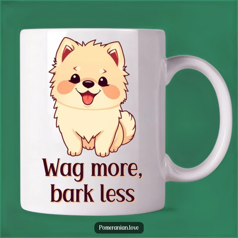 Funny Happy Pomeranian Mug: Excited Tail Wagging for a Joyful Gift
