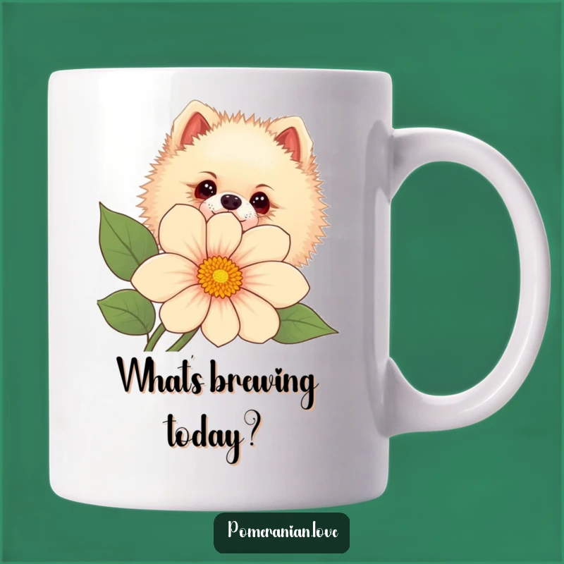 Funny Pomeranian Flower Peek Mug - Curious Pup, Adorable Gift for Dog Lovers