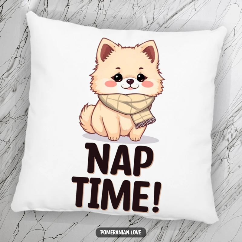 Funny cozy Pomeranian pillow, a soft cushion with a dog wearing a scarf, great funny gift.