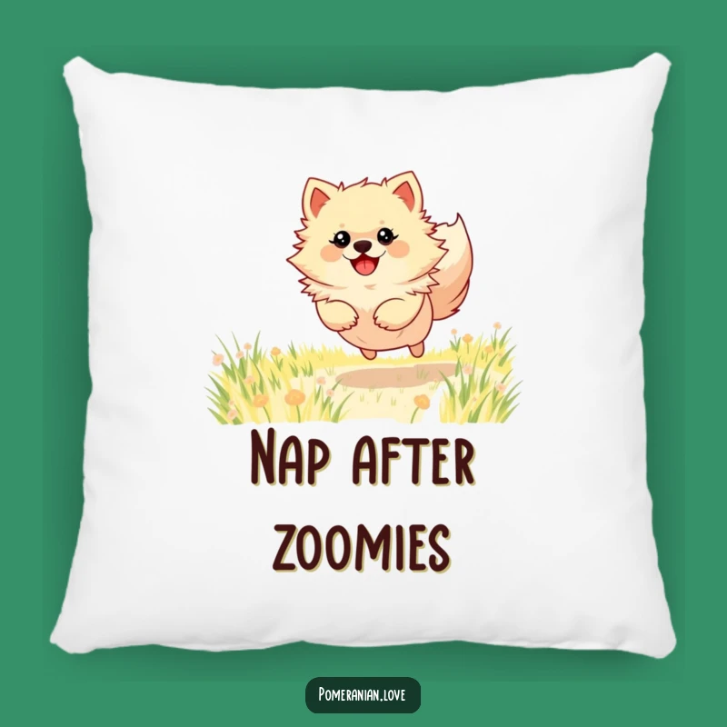 Funny Pomeranian Energy Pillow: Cuddle Up with Canine Enthusiasm and Comfort!