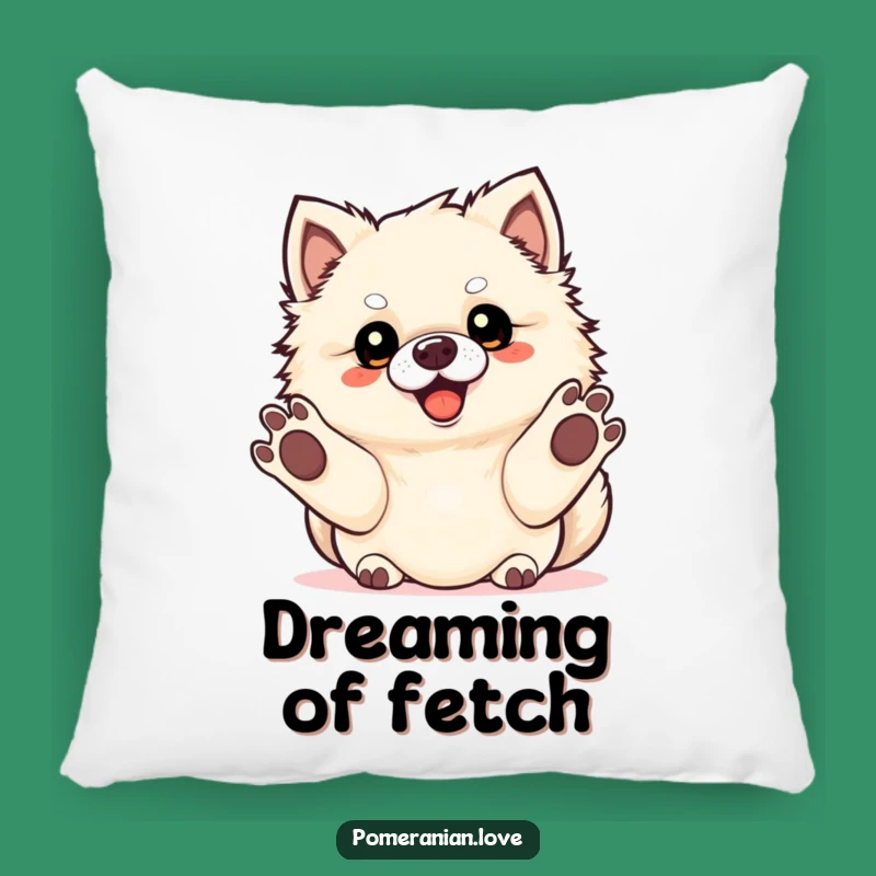 Funny Pomeranian Fetch Pillow - Eager Paws Cushion, Cute Dog Decor Gift
