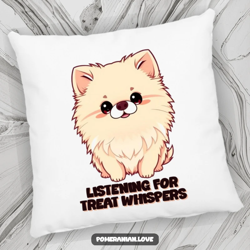Funny Pomeranian Head Tilt Pillow, soft cushion with a dog tilting its head, cute and funny dog decor, ideal for sofas.