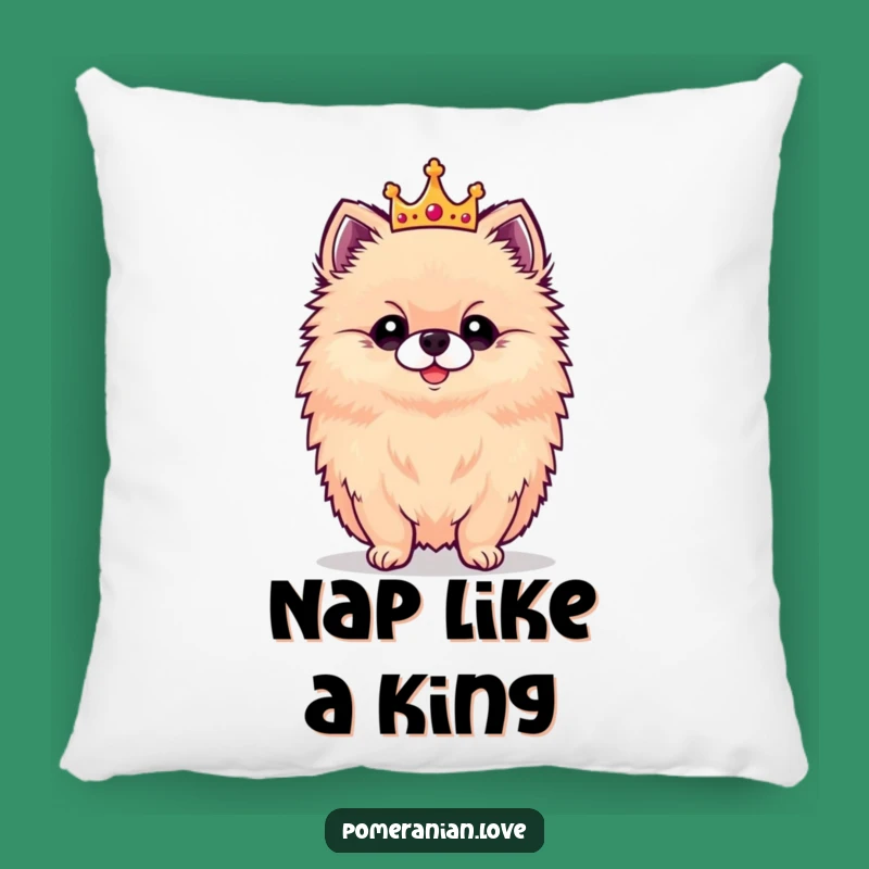 Funny Crowned Pomeranian Pillow - Regal Comfort & Humor