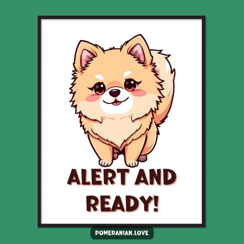 Funny Alert Pomeranian Digital Art - Printable Vigilant Dog Decor