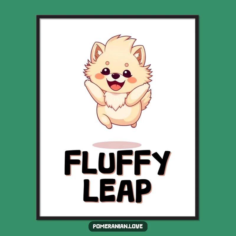 Funny Pomeranian Jump Digital Art: Fluffy Dog Printable, Instant Joyful Decor