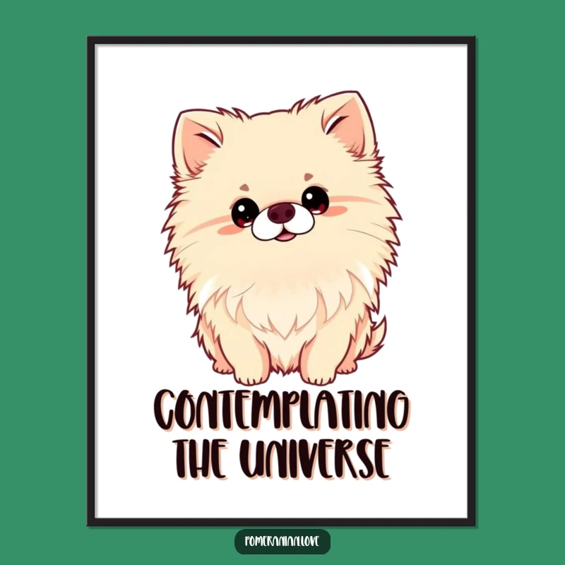 Funny Curious Pomeranian Head Tilt Digital Art - Instant Cute Dog Decor