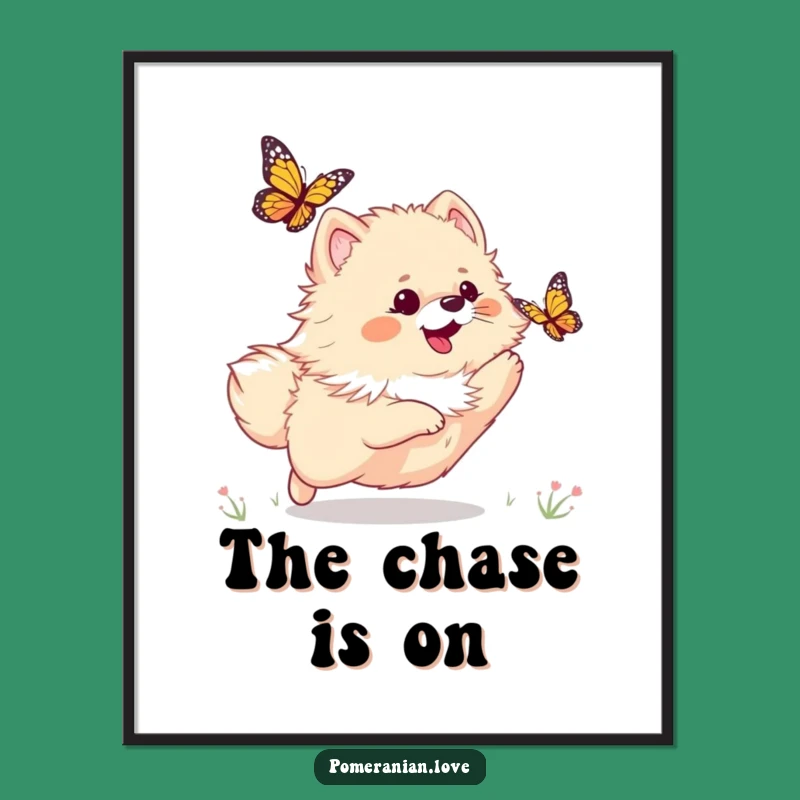 Funny Pomeranian Butterfly Digital Art Print: Bring Hilarious Doggy Playfulness Home!