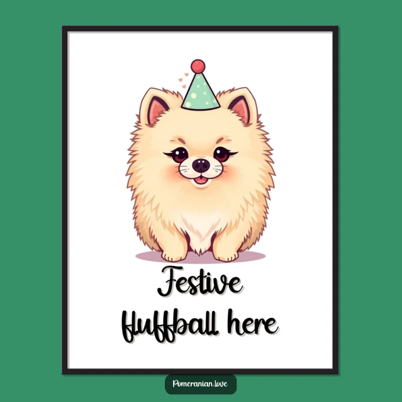 Funny Pomeranian Party Digital Art - Printable Festive Decor