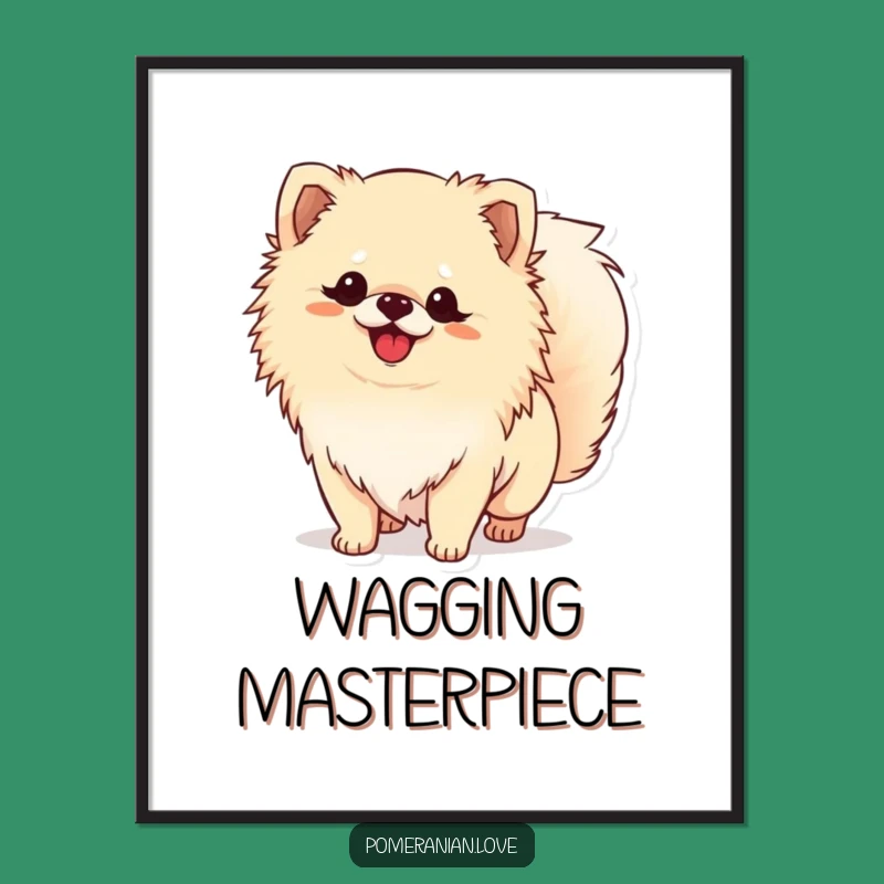 Funny Pomeranian Tail Wagging Digital Art - Instant Joyful Dog Decor!