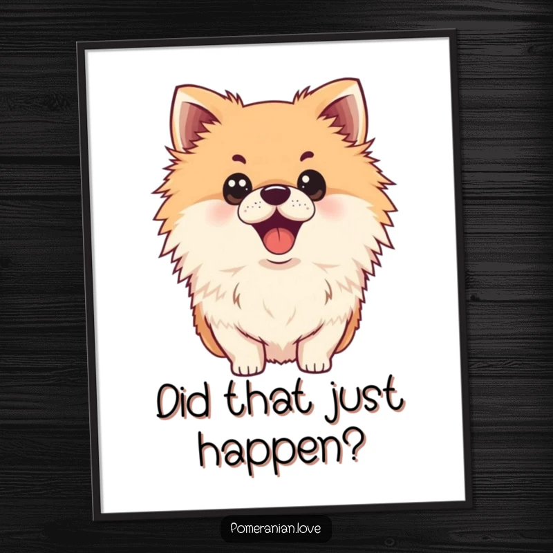 Funny surprised Pomeranian digital art print, wide eyes, open mouth, wall decor, instant download.