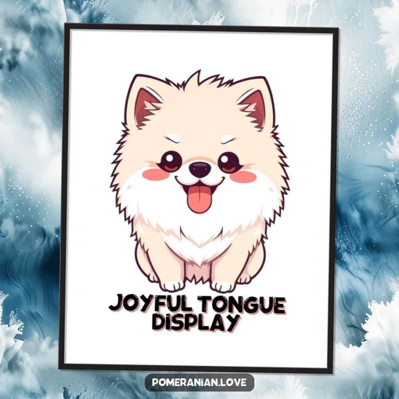 Funny Pomeranian happy pant digital art print, a cheerful dog with tongue slightly out, panting happily, bringing joy.