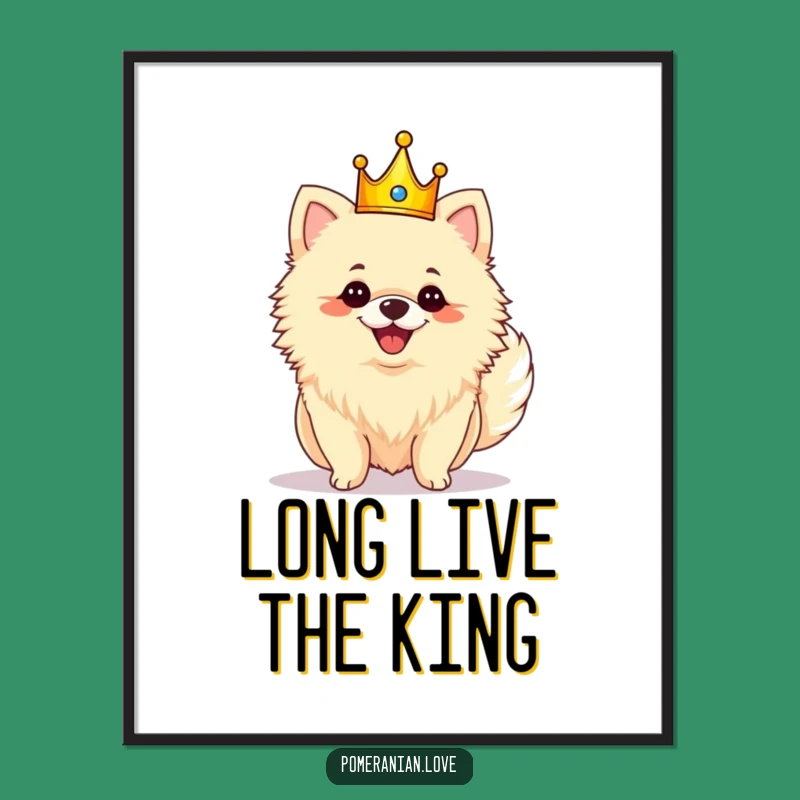 Funny Royal Pomeranian Crown Digital Art: Instant Regal Wall Decor