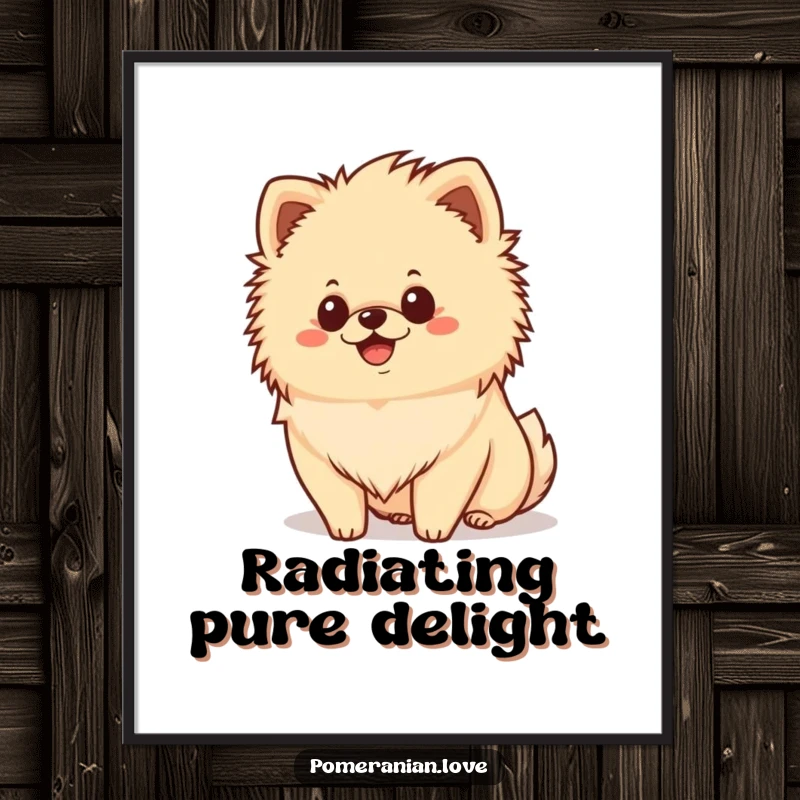 Funny happy Pomeranian digital art print, fluffy mane, smiling dog, wall decor, instant download.